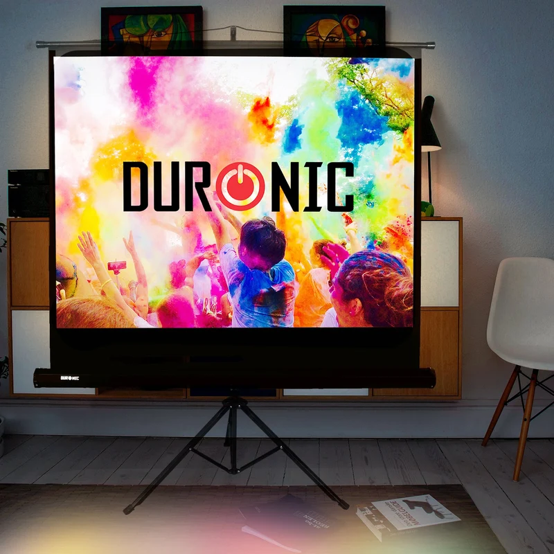Duronic TPS86 /43 Schermo di proiezione 86 formato 4:3 / 175 X 131 cm - telo proiettore con piedistallo treppiede per videoproiettore Full HD 3D 4K - Home cinema home theater ufficio