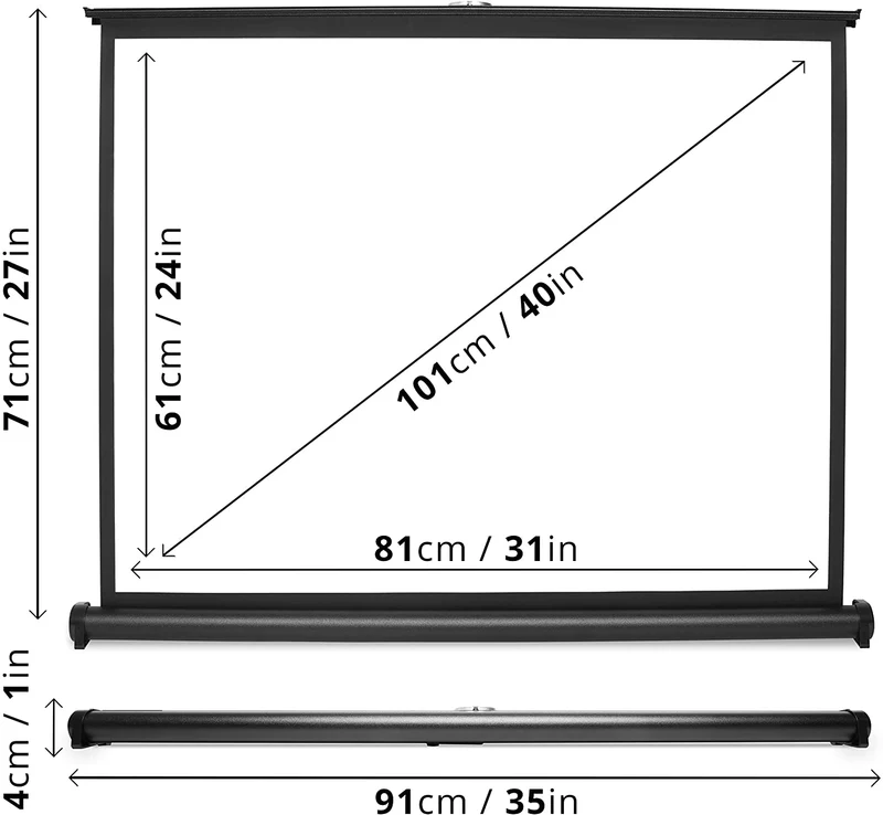 Duronic DPS40 /43 Schermo di proiezione 40 formato 4:3/86 X 61 cm Telo da scrivania telo proiettore da tavolo telo da proiezione per interni/esterni Full HD 3D 4K - Home cinema home theater ufficio