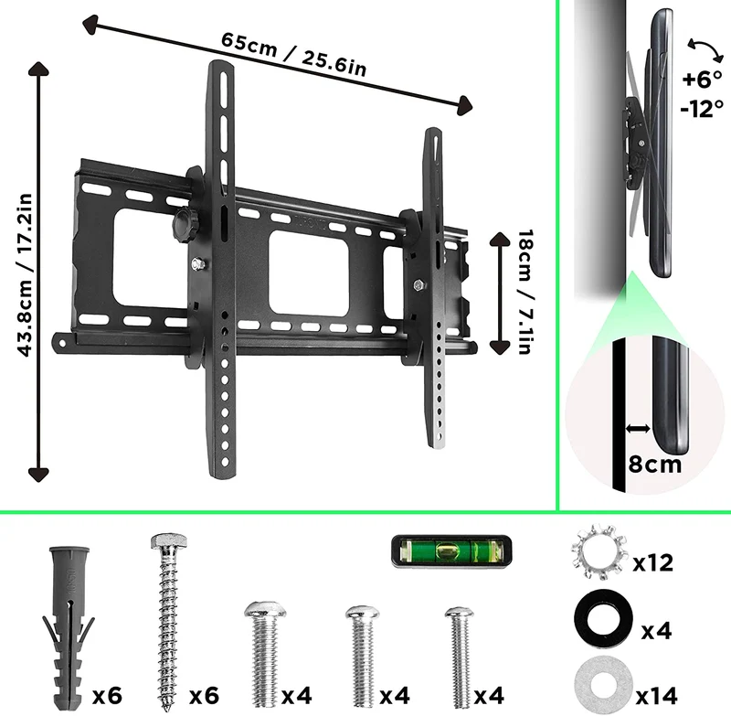 Duronic TVB103M Supporto TV da parete per TV da 33 a 65 portata 65kg con funzione antifurto |Per schermi con VESA MAX 600 x 400mm | Barra sicurezza da parete per TV o monitor