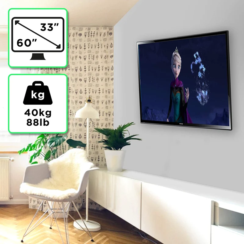 Duronic TVB777 Supporto TV da parte fisso ultra sottile per schermi LED LCD curvi monitor 33  60 portata 40kg compatibile con vesa 600 x 400 mm