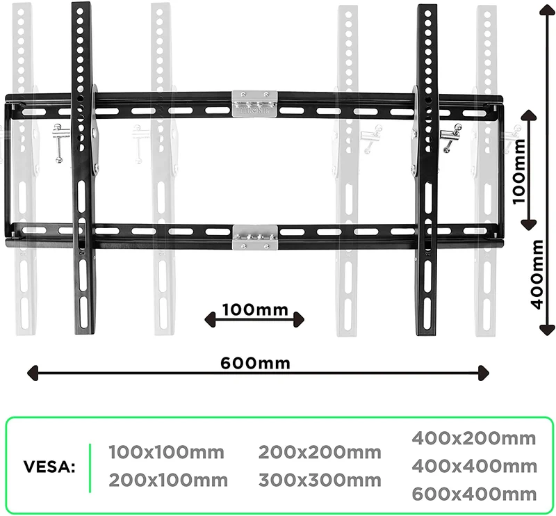 Duronic TVB777 Supporto TV da parte fisso ultra sottile per schermi LED LCD curvi monitor 33  60 portata 40kg compatibile con vesa 600 x 400 mm