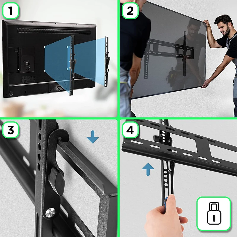 Duronic TVB123M Supporto TV da parete per TV da 32 a 60 portata 40 kg con funzione antifurto | Per schermi con VESA MAX 600 x 400 mm | Barra sicurezza da parete per TV o monitor