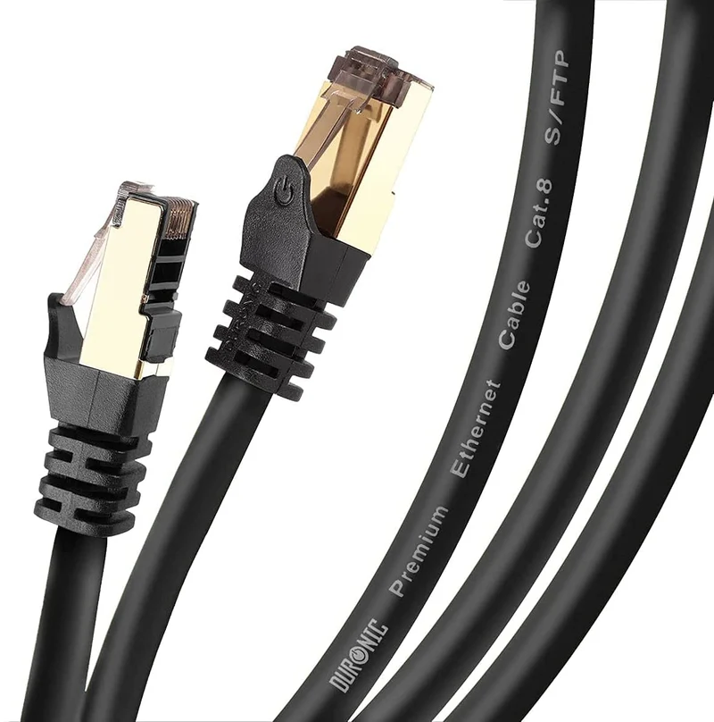 Duronic CAT8 BK 3 m | Cavo di Rete ethernet schermato S/FTP Nero | Cavo ethernet Patch superveloce | Supporta fino a 2 GHz / 2000 MHz | Connettori RJ45 | Trasmissione dati 40 gigabit