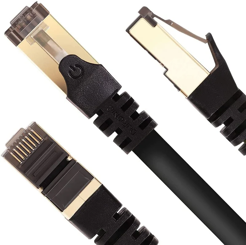 Duronic CAT8 BK 3 m | Cavo di Rete ethernet schermato S/FTP Nero | Cavo ethernet Patch superveloce | Supporta fino a 2 GHz / 2000 MHz | Connettori RJ45 | Trasmissione dati 40 gigabit