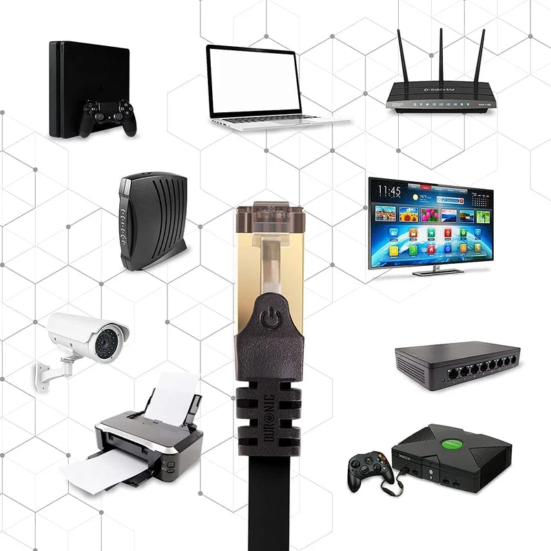 Duronic CAT8 BK 15 m | Cavo di Rete ethernet schermato S/FTP Nero | Cavo ethernet Patch superveloce | Supporta fino a 2 GHz / 2000 MHz | Connettori RJ45 | Trasmissione dati 40 gigabit