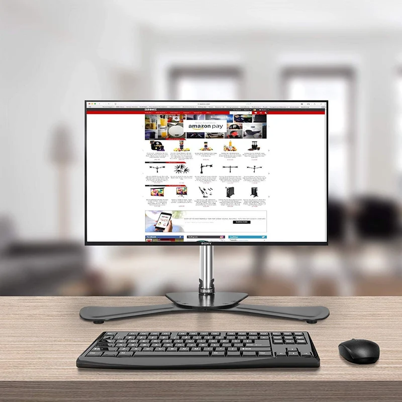 Duronic DM751 Supporto per 1 monitor - Base in acciaio per schermi fino a 24" - Altezza regolabile - Guida in alluminio per schermi fino a 8 kg - Inclinazione +/-15° - Rotazione schermi 360°