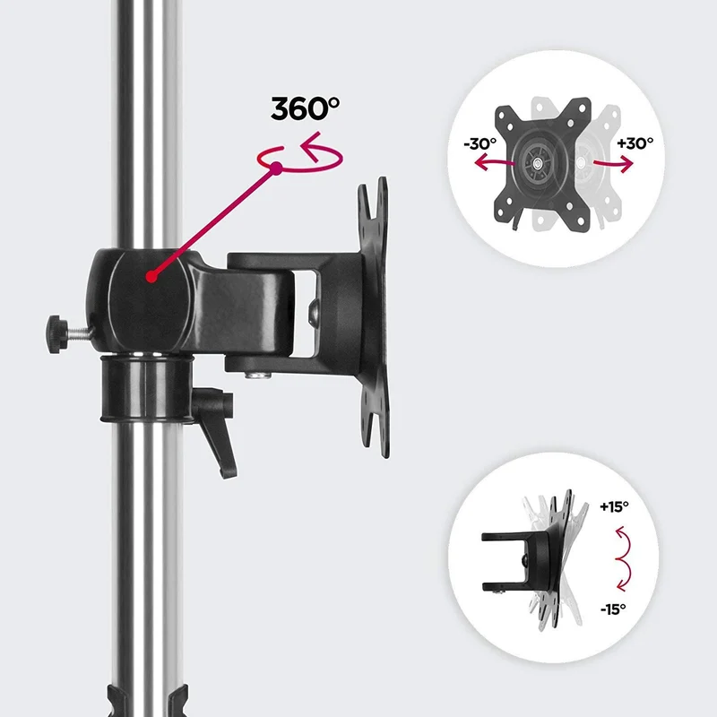 Duronic DM751 Supporto per 1 monitor - Base in acciaio per schermi fino a 24" - Altezza regolabile - Guida in alluminio per schermi fino a 8 kg - Inclinazione +/-15° - Rotazione schermi 360°