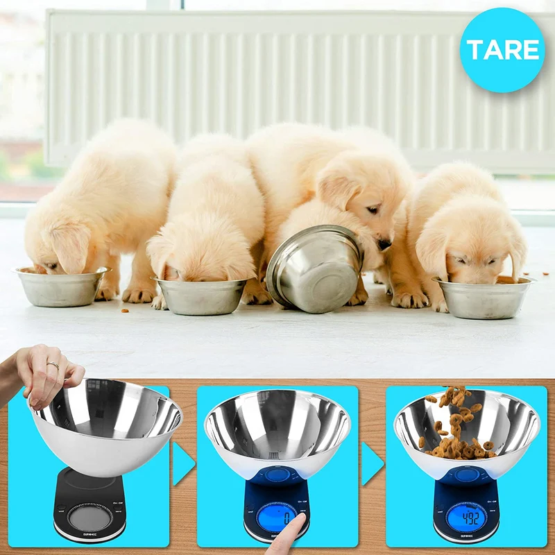 Duronic KS5000 Bilancia da cucina digitale - Alta precisione - Portata 1g / 5 kg - Ciotola INOX 3 lt inclusa - Display retroilluminato e funzione tara - Ideale per cucina e pasticceria