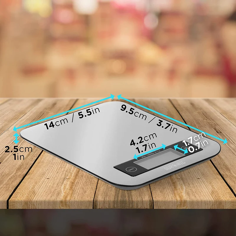 Duronic KS1007 Bilancia da cucina - Bilancia ad alta precisione con display digitale retro illuminato - Portata 1g / 5 kg - Piattaforma in acciaio INOX - Ideale per cucina e pasticceria