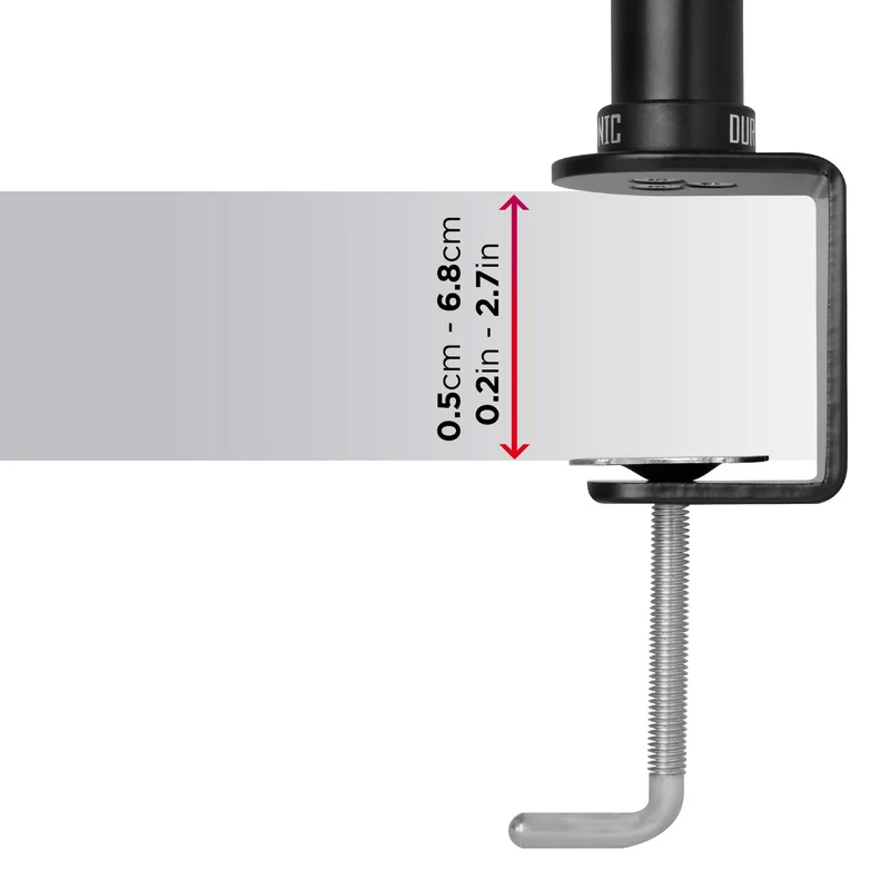 Duronic DM351X1 BK Braccio per un monitor da 13 a 27 pollici | Supporto per schermo singolo | Inclinazione e altezza regolabile | VESA 75 100 | Supporto monitor PC ergonomico con morsetto