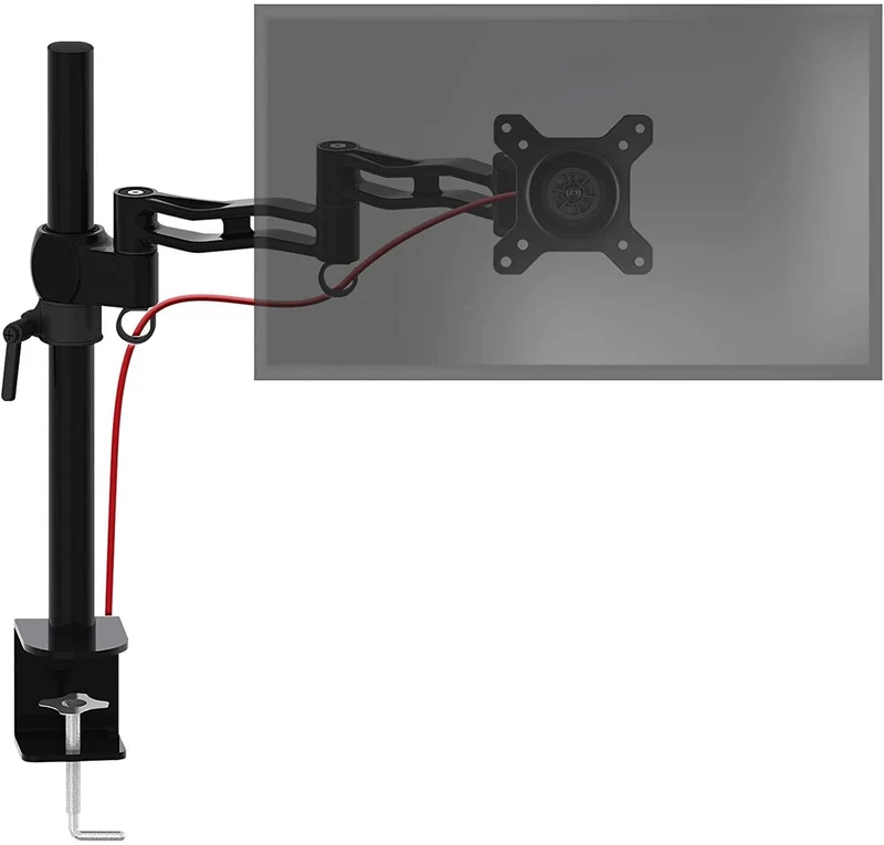Duronic DM351X3 BK Braccio per un monitor da 13 a 27 pollici | Supporto per schermo singolo | Inclinazione e altezza regolabile | VESA 75 100 | Supporto monitor PC ergonomico con morsetto | Nero