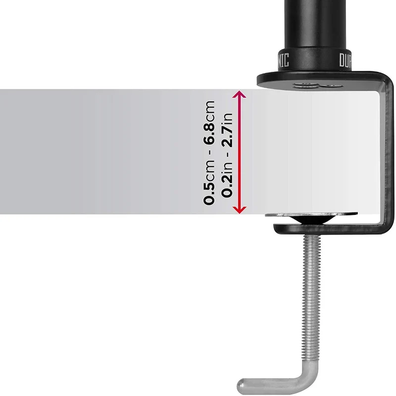 Duronic DM351X3 BK Braccio per un monitor da 13 a 27 pollici | Supporto per schermo singolo | Inclinazione e altezza regolabile | VESA 75 100 | Supporto monitor PC ergonomico con morsetto | Nero