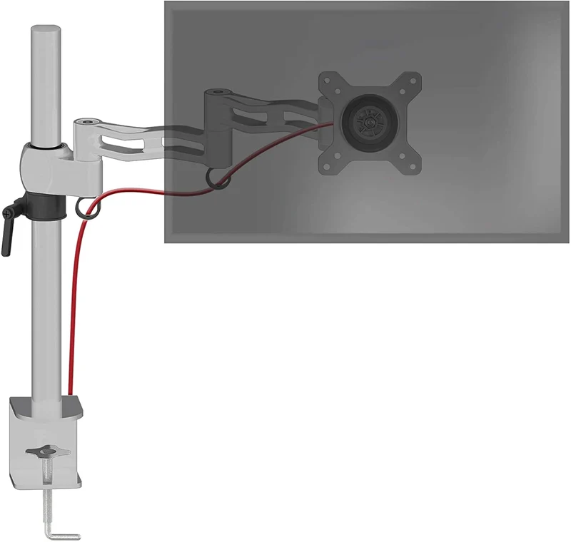 Duronic DM351X3 SR Braccio per un monitor da 13 a 27 pollici | Supporto per schermo singolo | Inclinazione e altezza regolabile | VESA 75 100 | Supporto monitor PC ergonomico con morsetto | Argento