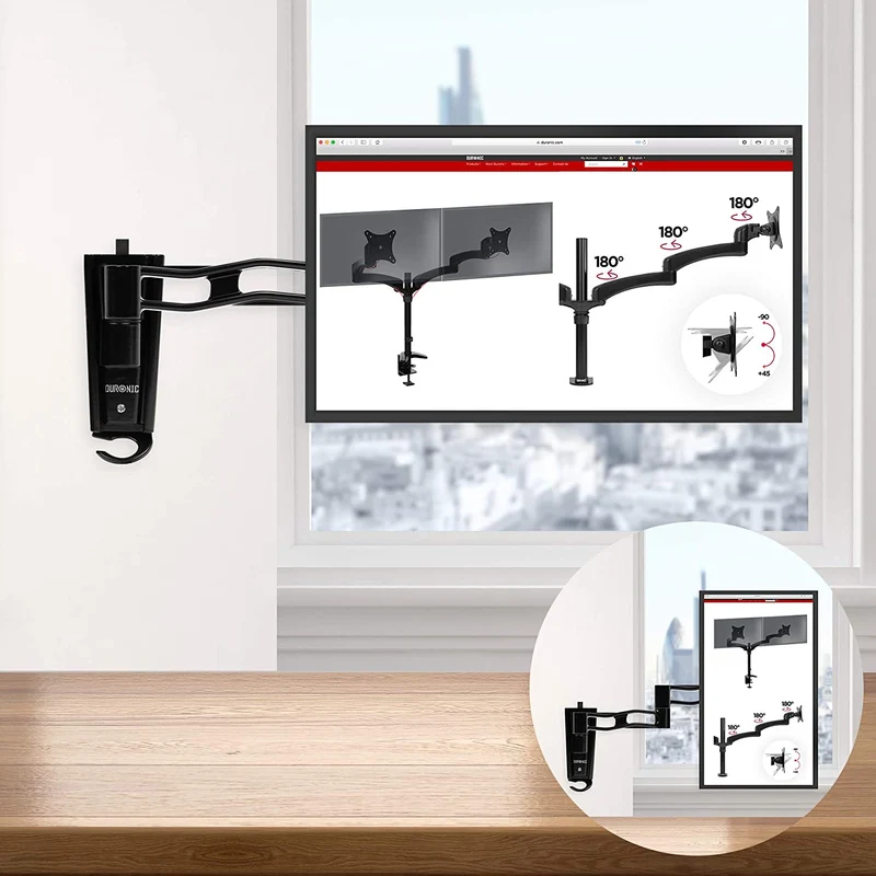 Duronic DM35W1X3 Supporto monitor da parete | Per schermi da 13 a 30 pollici | Inclinazione regolabile | Capacità 20 kg |VESA 70 100 | Supporto ergonomico murale | Con ganci gestione cavi | Universale