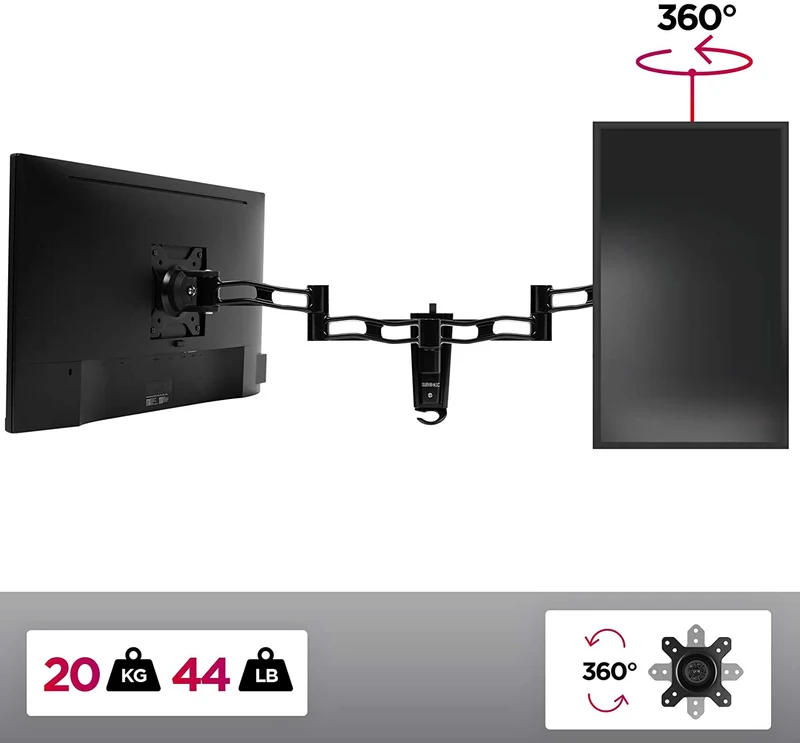 Duronic DM35W1X3 Supporto monitor da parete | Per schermi da 13 a 30 pollici | Inclinazione regolabile | Capacità 20 kg |VESA 70 100 | Supporto ergonomico murale | Con ganci gestione cavi | Universale