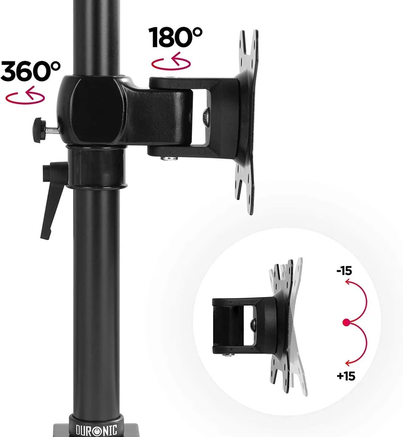 Duronic DM35V2X1 Supporto Monitor doppio per 2 schermi da 13-27 pollici, Braccio monitor PC ergonomico fino 8kg, VESA 75/100mm, regolabile altezza inclinazione girevole, per ufficio casa scuola, nero