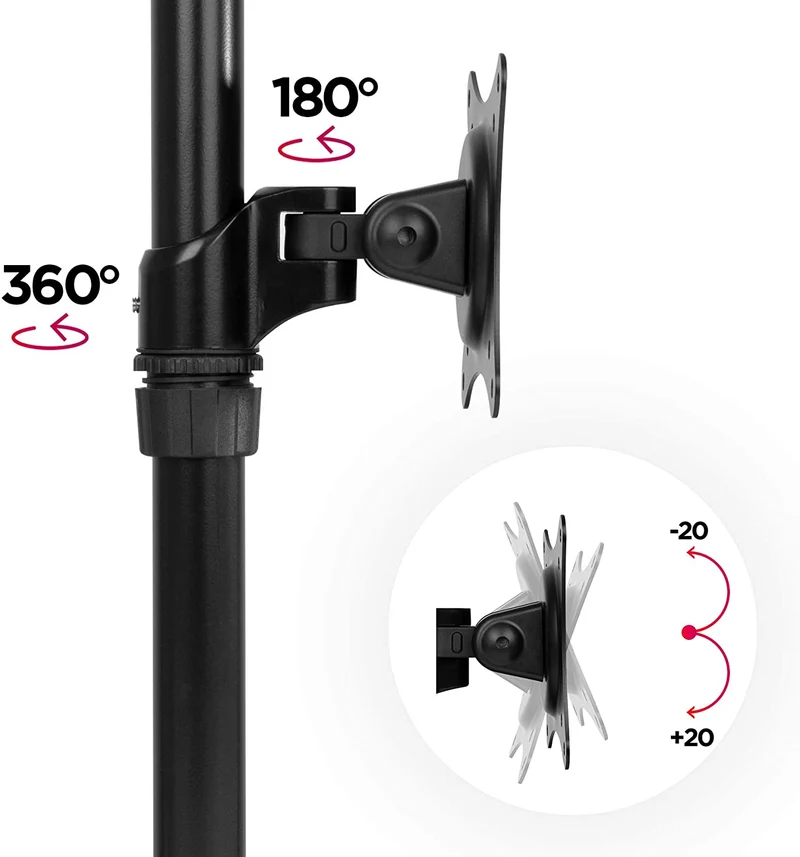 Duronic DM451X1 BK Braccio per un monitor da 15 a 27 pollici | Supporto per schermo singolo | Inclinazione e altezza regolabile | VESA 75 100 | Supporto monitor PC ergonomico con morsetto