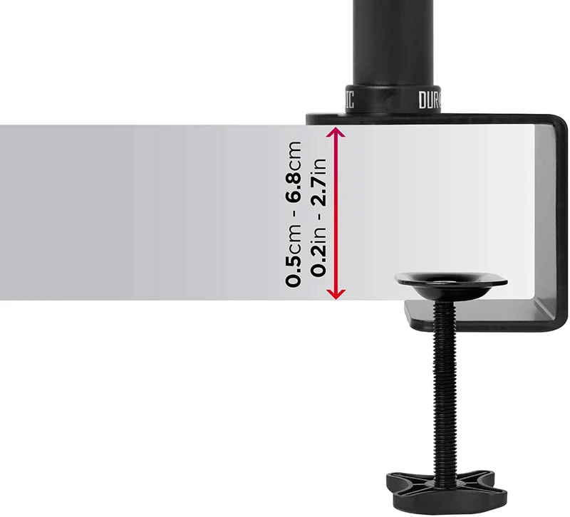 Duronic DM451X1 BK Braccio per un monitor da 15 a 27 pollici | Supporto per schermo singolo | Inclinazione e altezza regolabile | VESA 75 100 | Supporto monitor PC ergonomico con morsetto