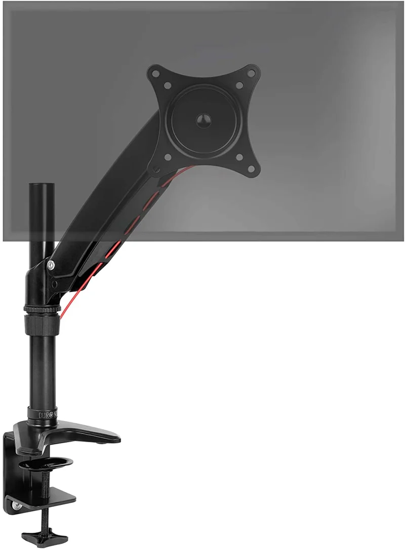 Duronic DM551X1 BK Braccio per un monitor da 15 a 27 pollici | Supporto per schermo singolo | Inclinabile e altezza facilmente regolabile | VESA 75 100 | Supporto monitor PC ergonomico con morsetto