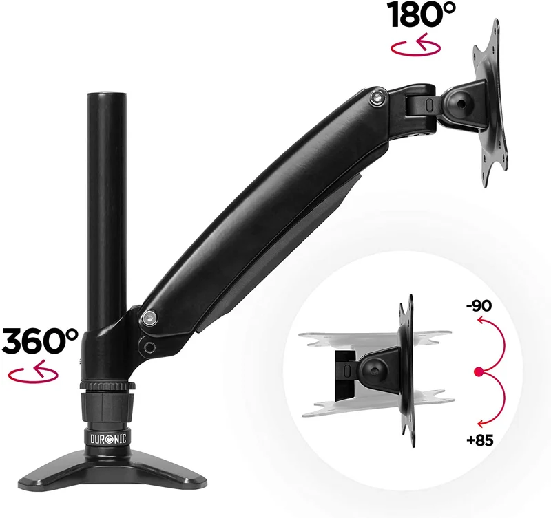 Duronic DM551X1 BK Braccio per un monitor da 15 a 27 pollici | Supporto per schermo singolo | Inclinabile e altezza facilmente regolabile | VESA 75 100 | Supporto monitor PC ergonomico con morsetto