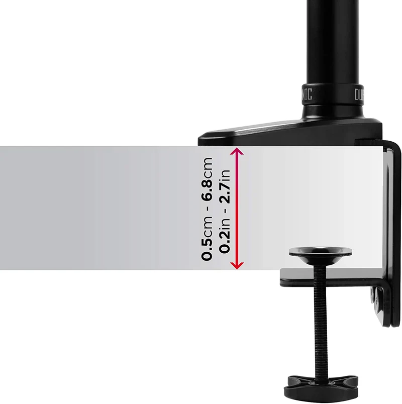 Duronic DM551X1 BK Braccio per un monitor da 15 a 27 pollici | Supporto per schermo singolo | Inclinabile e altezza facilmente regolabile | VESA 75 100 | Supporto monitor PC ergonomico con morsetto