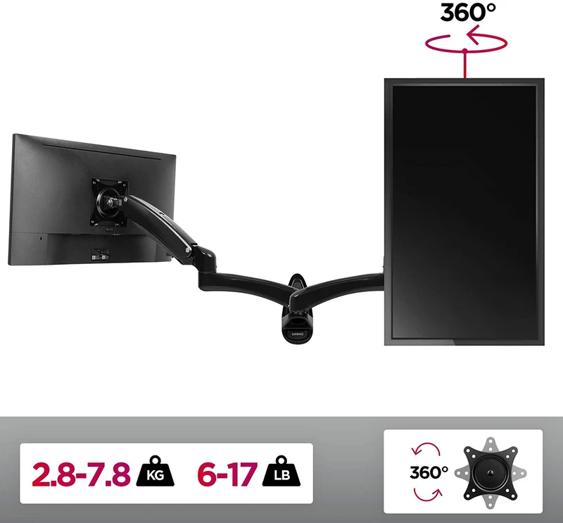 Duronic DM55W1X1 Supporto monitor da parete | Per schermi da 15 a 27 pollici | Inclinazione regolabile | Capacità 7,8kg |VESA 70 100 | Supporto ergonomico murale | Con ganci gestione cavi | Universale