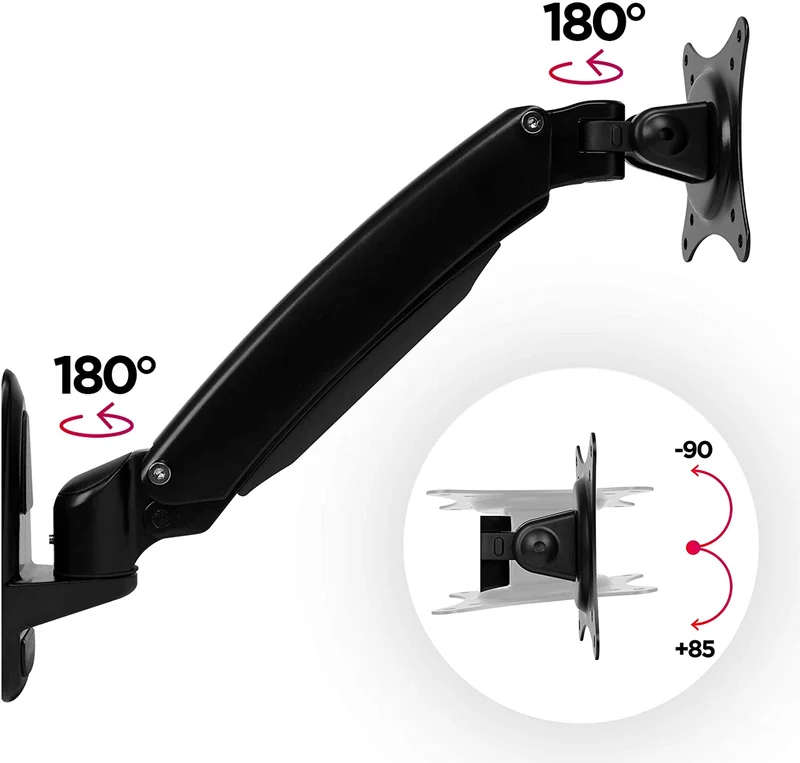 Duronic DM55W1X1 Supporto monitor da parete | Per schermi da 15 a 27 pollici | Inclinazione regolabile | Capacità 7,8kg |VESA 70 100 | Supporto ergonomico murale | Con ganci gestione cavi | Universale
