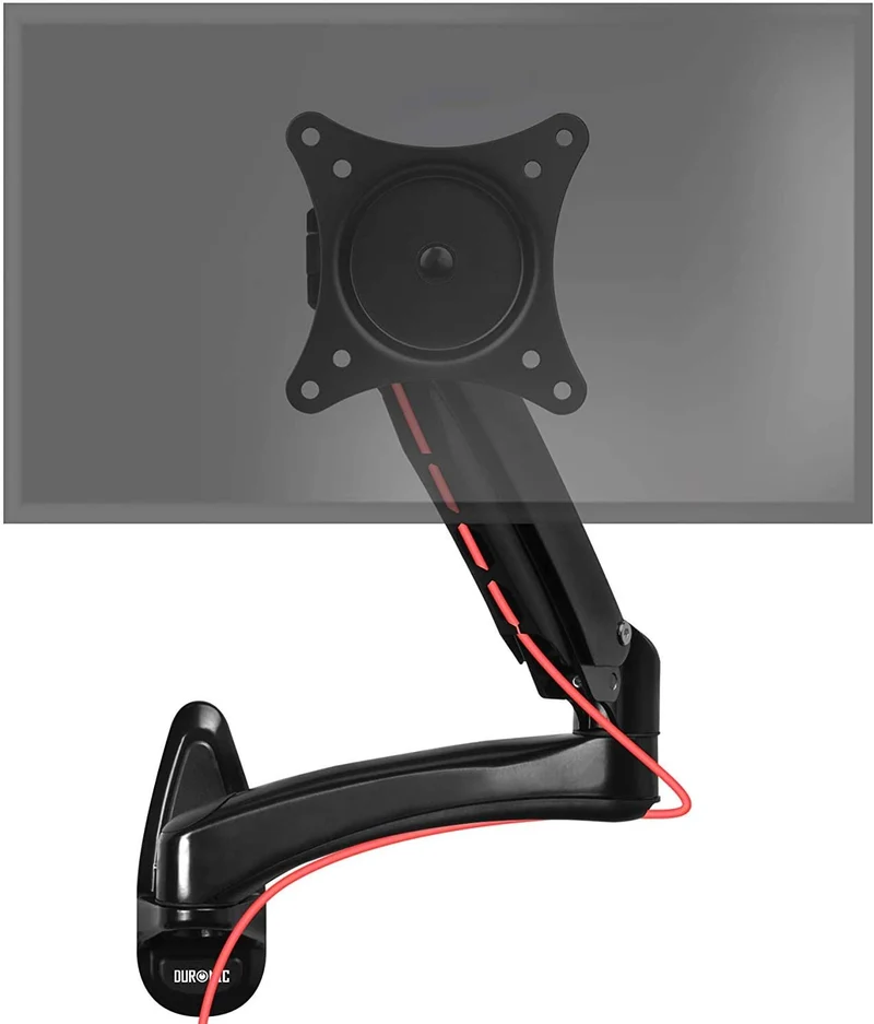 Duronic DM55W1X2 Supporto monitor da parete | Per schermi da 15 a 27 pollici | Inclinazione regolabile | Capacità 7,8kg |VESA 70 100 | Supporto ergonomico murale | Con ganci gestione cavi | Universale