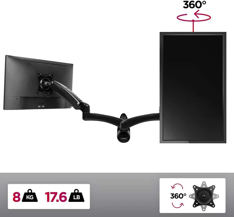 Duronic DM55W1X2 Supporto monitor da parete | Per schermi da 15 a 27 pollici | Inclinazione regolabile | Capacità 7,8kg |VESA 70 100 | Supporto ergonomico murale | Con ganci gestione cavi | Universale