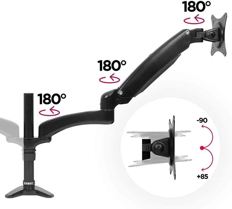Duronic DM552 BK Supporto Monitor doppio per 2 schermi da 15-27 pollici, Braccio monitor PC ergonomico fino 8kg, VESA 75/100mm, regolabile altezza inclinazione girevole, per ufficio casa scuola, nero