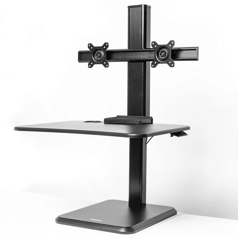 Duronic DM05D15 BK Postazione Lavoro  Altezza regolabile 7-44cm - Ampia Piattaforma 65-51cm - Portata 2kg  Scrivania ergonomica con supporto per 2 schermi - Lavorare in Piedi o seduti