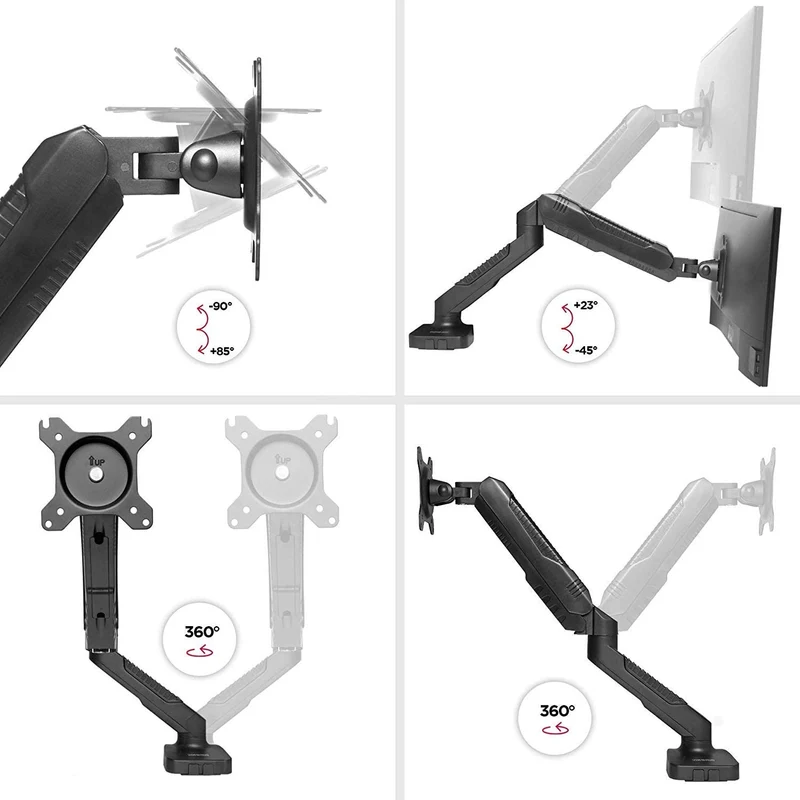 Duronic DMDC5X1 Supporto da scrivania monitor 13  24 staffa schermo con braccio estensore regolazione a gas morsetto tavolo VESA MAX 100 x 100mm struttura in acciaio INOX portata 6.5kg