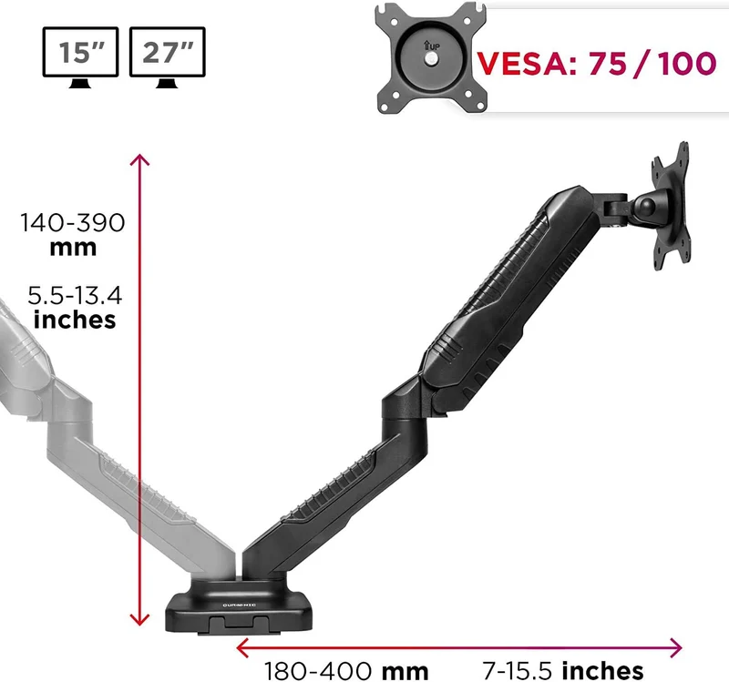 Duronic DMDC52 Supporto da scrivania per 2 monitor 13  24 staffa schermo due braccia estensori regolazione a gas morsetto tavolo VESA MAX 100 x 100mm struttura acciaio INOX portata 6.5kg