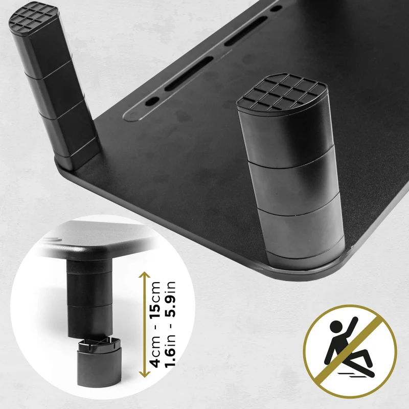 Duronic DM055 Supporto monitor scrivania dimensioni 40 x 28 cm - Supporto da tavolo regolabile da 4 a 15 cm per monitor e Laptop - Capacità 10kg - Mensola ergonomica per scrivania