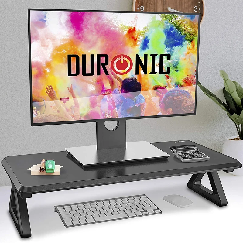 Duronic DM06-1 BK Supporto monitor scrivania dimensioni 62 x 30 cm - Supporto da tavolo altezza 15 cm per monitor e Laptop - Capacità 10kg - Mensola ergonomica per scrivania