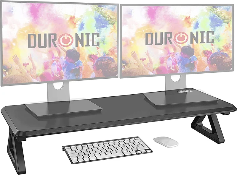 Duronic DM06-2 BK Supporto monitor scrivania dimensioni 81 x 30 cm - Supporto da tavolo altezza 15 cm per monitor e Laptop - Capacità 10kg - Mensola ergonomica per scrivania