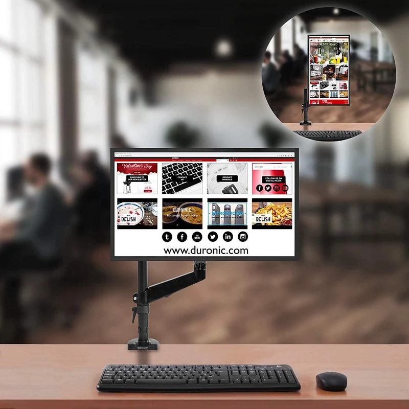 Duronic DMG51X2 Supporto da scrivania monitor 15  27 staffa schermo con braccio regolazione a gas morsetto tavolo VESA MAX 100 x 100mm acciaio INOX portata 8kg