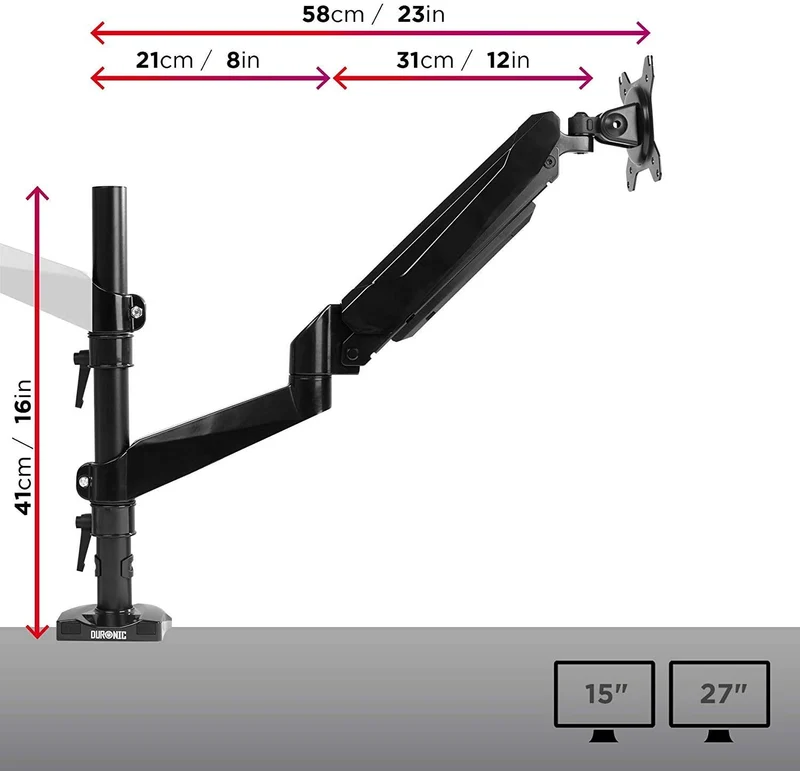 Duronic DMG52 Supporto da scrivania per 2 monitor 15  27 staffa schermo con due braccia regolazione a gas morsetto tavolo VESA MAX 100 x 100mm acciaio INOX portata 8kg