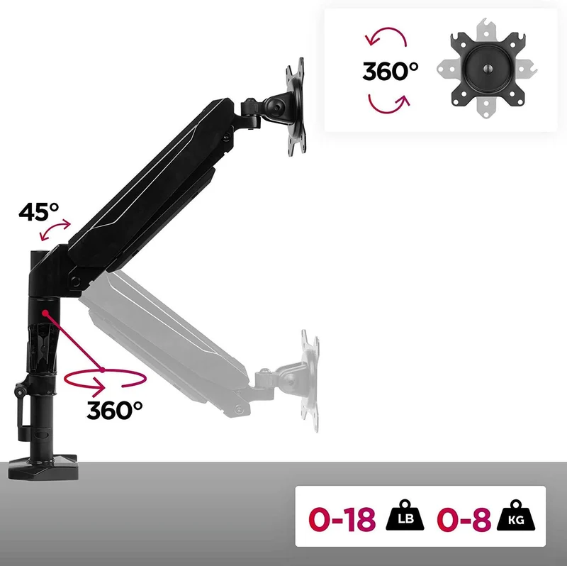 Duronic DMG52 Supporto da scrivania per 2 monitor 15  27 staffa schermo con due braccia regolazione a gas morsetto tavolo VESA MAX 100 x 100mm acciaio INOX portata 8kg