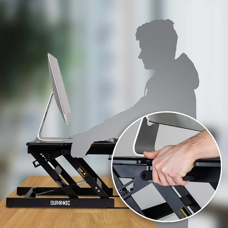 Duronic DM05D18 BK Postazione da lavoro per computer con ampia piattaforma 55 cm scrivania ufficio per pc monitor tastiera  altezza regolabile da 15 a 42 cm