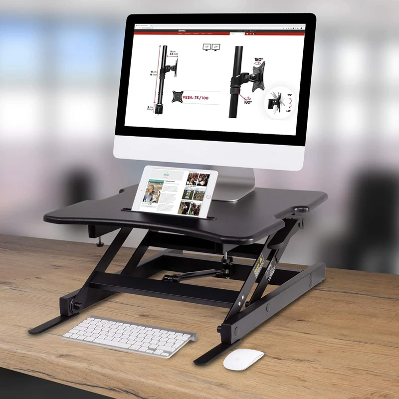 Duronic DM05D18 BK Postazione da lavoro per computer con ampia piattaforma 55 cm scrivania ufficio per pc monitor tastiera  altezza regolabile da 15 a 42 cm