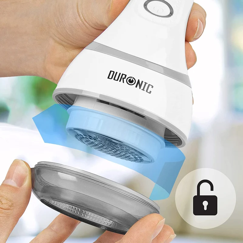 Duronic FS16USB Rasoio tessuti, Debobbler, Rimuove pelucchi dai vestiti, Levapelucchi elettrico, Manico girevole, Levapelucchi ricaricabile USB, Levapelucchi con custodia, Ravviva vecchi maglioni