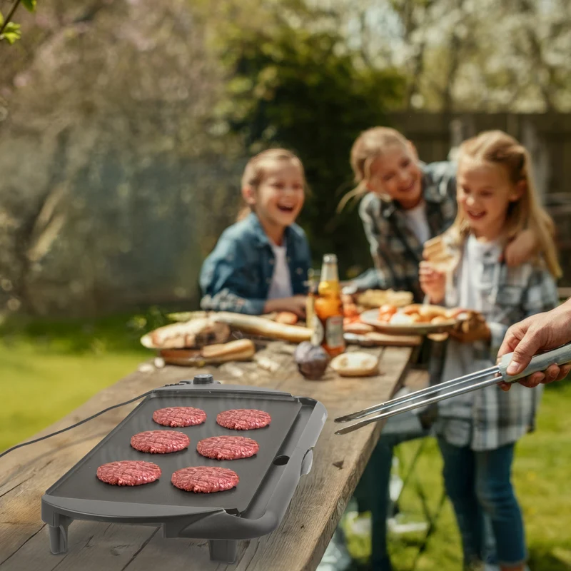 Duronic GP20 Grill Teppanyaki Elettrico, Piastra elettrica 2000W, Superficie cottura 52 x 27 cm, Plancha griglia antiaderente, per Cucina Interna ed Esterna, termostato