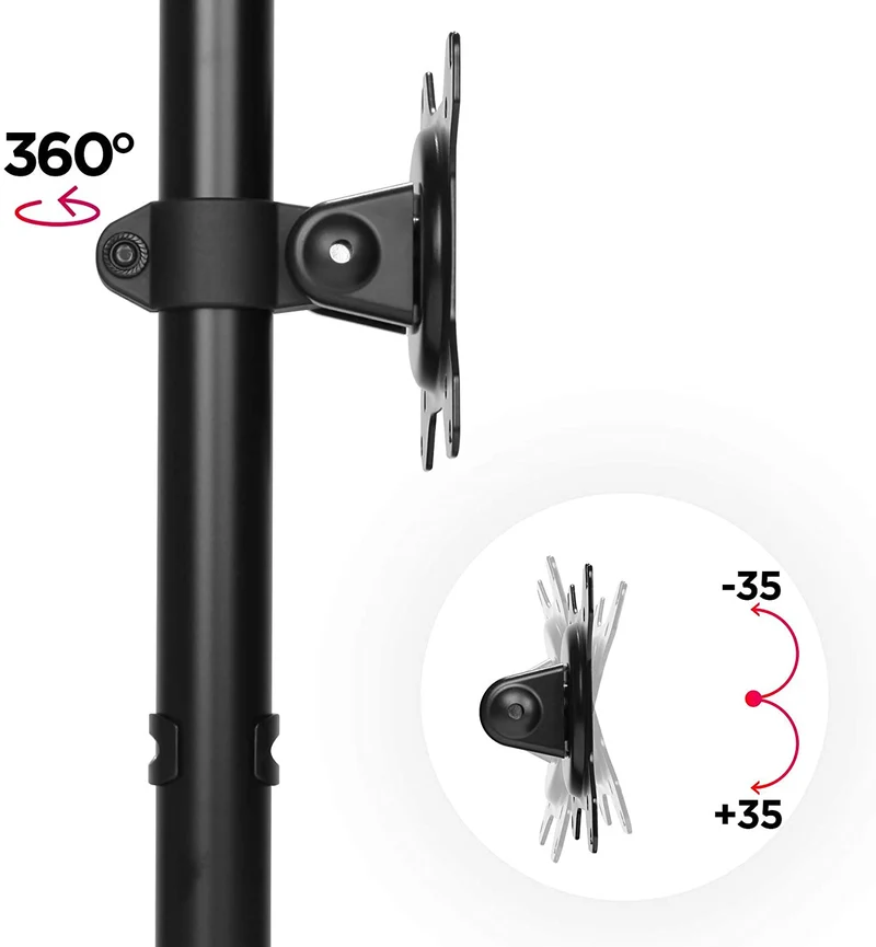 Duronic DM151X1 BK Supporto da scrivania per monitor 1332 | 8 kg per braccio | Altezza regolabile | Inclinazione -15°/+15°, rotazione 180°, rotazione 360°| VESA 75/100