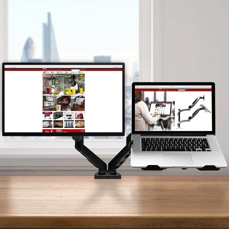 Duronic DMDCL1X1 Supporto monitor da scrivania con morsetto e piattaforma per PC portatile  Braccio porta monitor Regolazione omnidirezionale - Compatibile con schermi TV per VESA standard