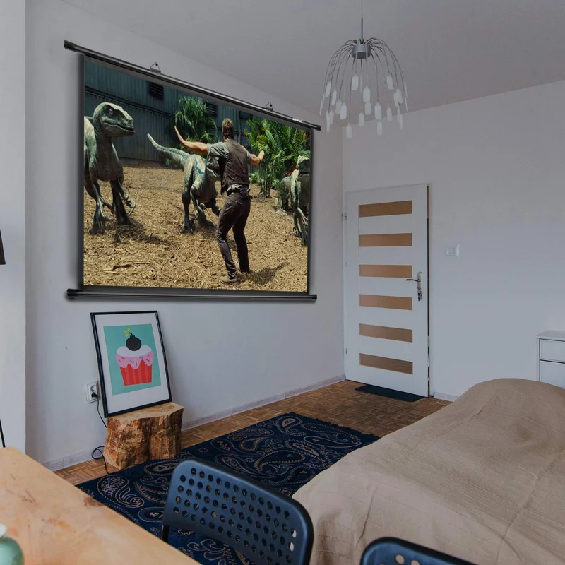 Duronic BPS80 4:3 Telo Proiettore 80 pollici, Schermo per proiettore, Telo da proiezione interno esterno, Home theater cinema Full HD 3D 4K, Schermo di proiezione anti pieghe per casa ufficio scuola