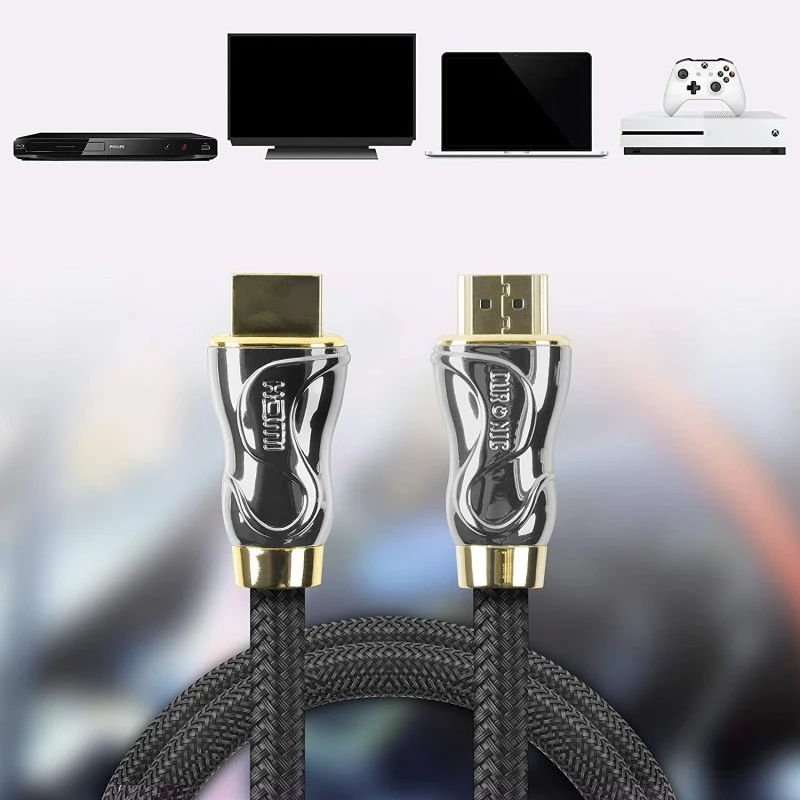 Duronic HDC04 /2m - Cavo HDMI schermato di ultima generazione V2.0 - 2 metri - connettori placcati oro 24k inclinabili e rotanti - Compatibile con TV plasma, LCD, LED, 3D - Consente la trasmissione di segnale full HD 1080p 4K 2160p compatibilità ethernet