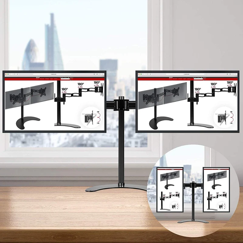 Duronic DM25D1 BK Braccio per un monitor da 13 a 27 pollici con piedistallo | Inclinazione e altezza regolabile | VESA 75 100 | Supporto monitor ergonomico per PC con base | Supporto schermi nero