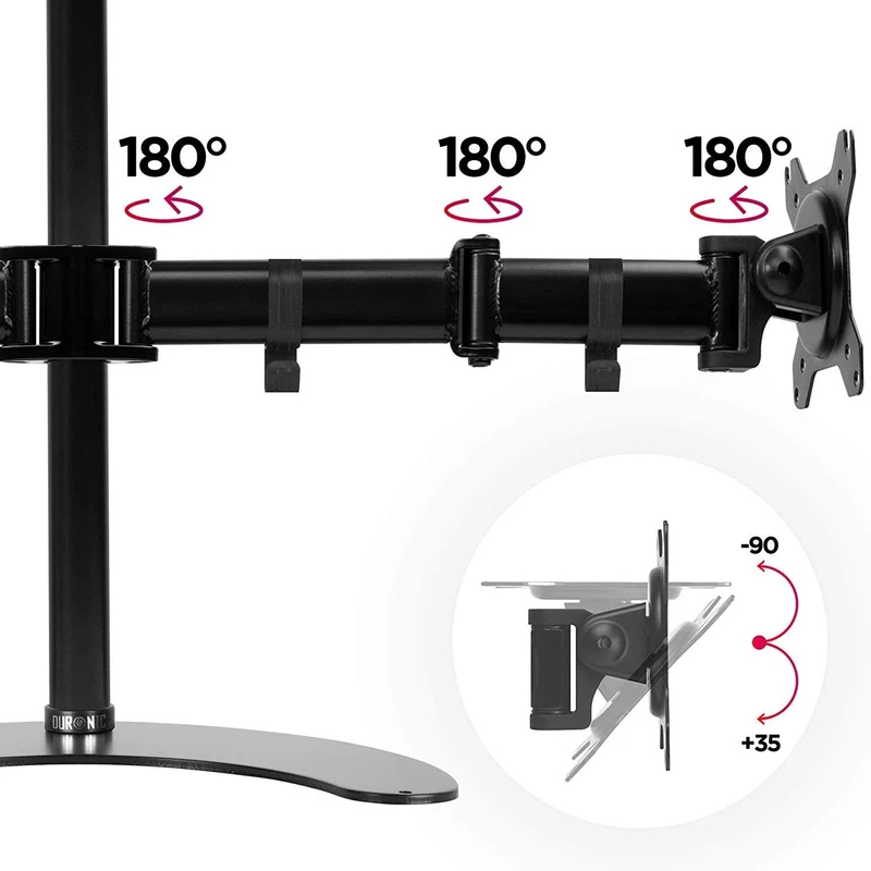 Duronic DM25D1 BK Braccio per un monitor da 13 a 27 pollici con piedistallo | Inclinazione e altezza regolabile | VESA 75 100 | Supporto monitor ergonomico per PC con base | Supporto schermi nero