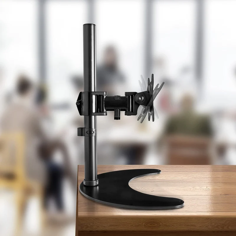 Duronic DM25D1 BK Braccio per un monitor da 13 a 27 pollici con piedistallo | Inclinazione e altezza regolabile | VESA 75 100 | Supporto monitor ergonomico per PC con base | Supporto schermi nero